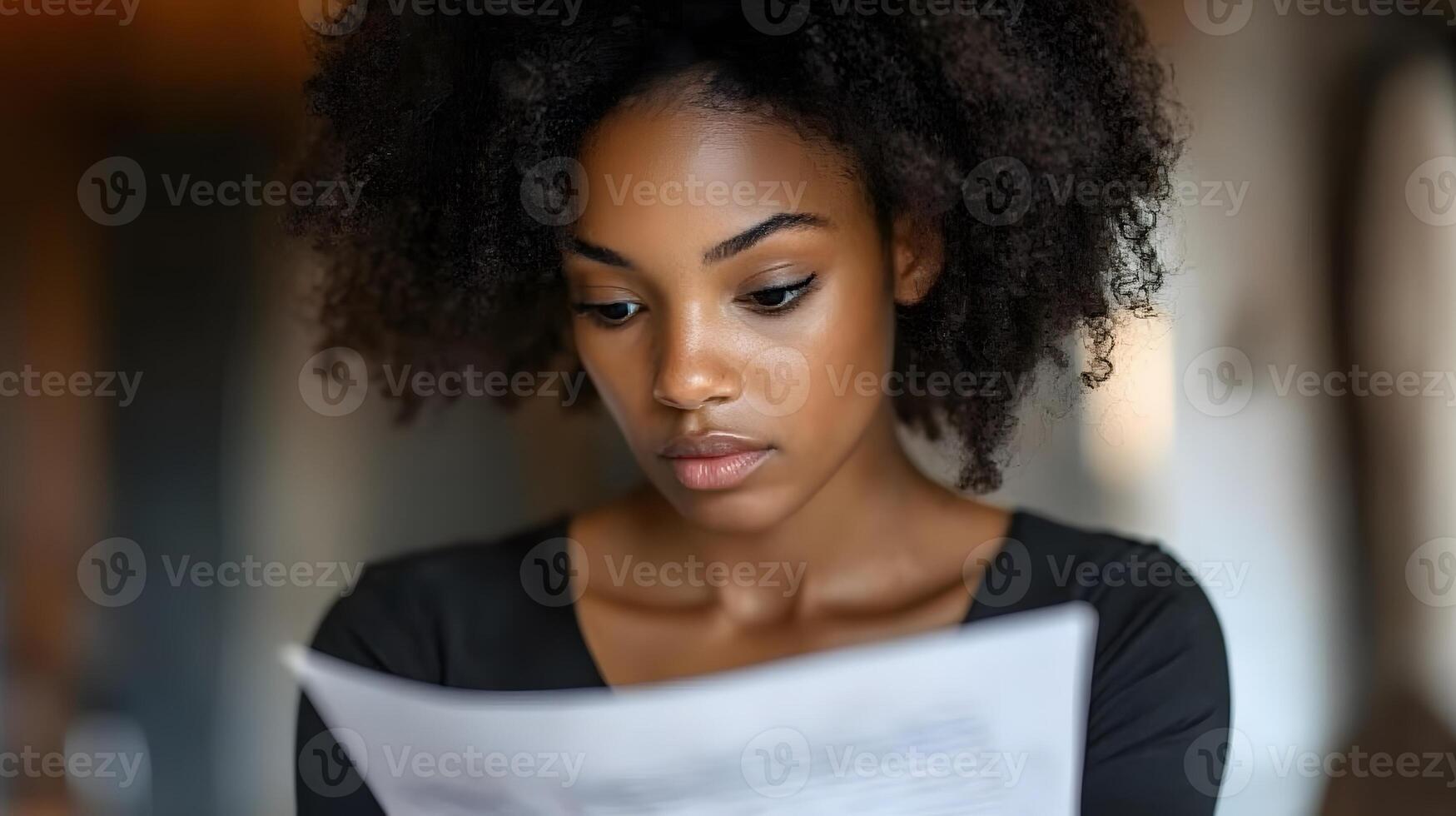 Close-up of business owner reviewing financial documents and charts photo