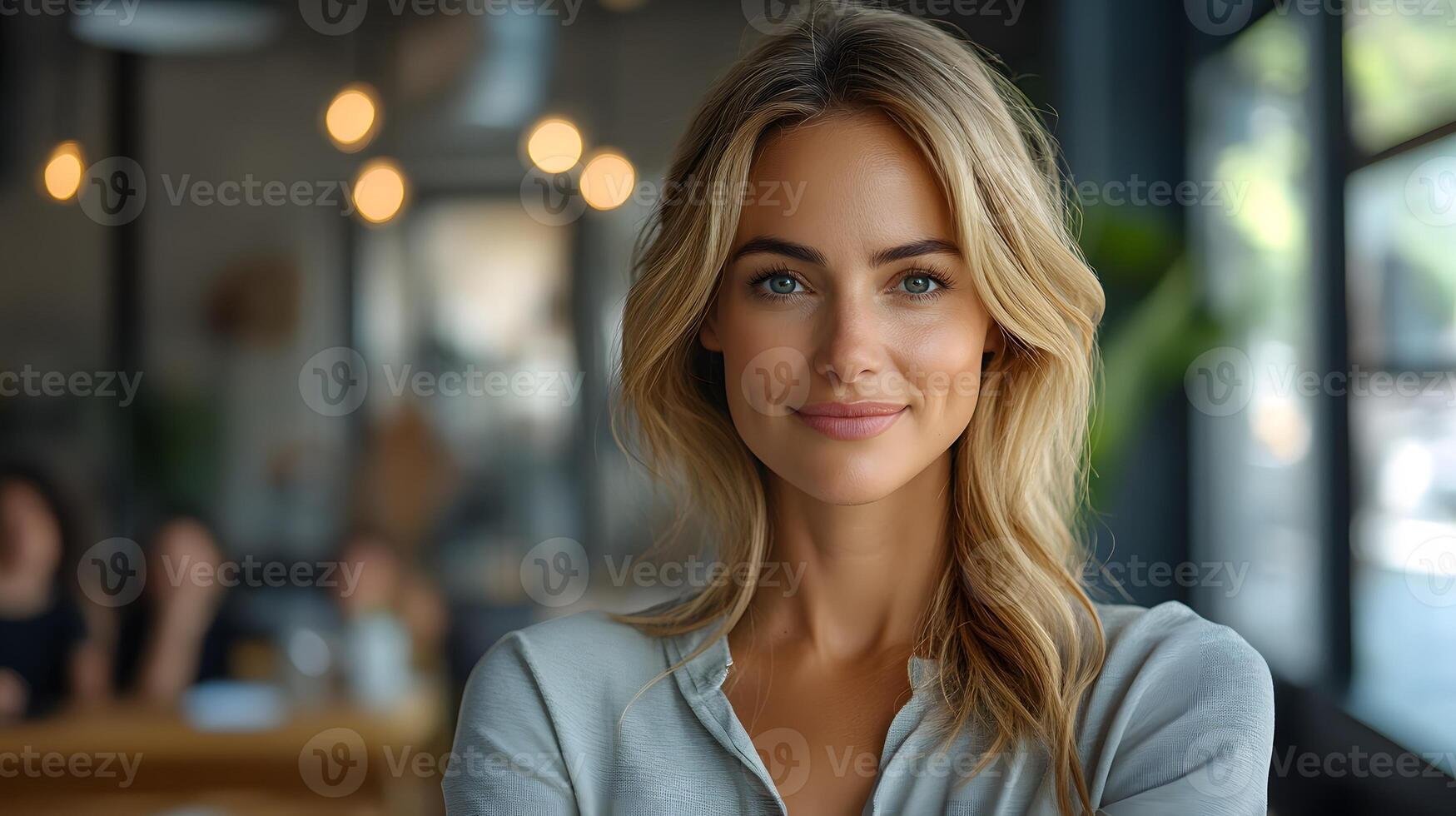Female entrepreneur presenting to her team, confidently discussing marketing strategies in a sleek office environment photo