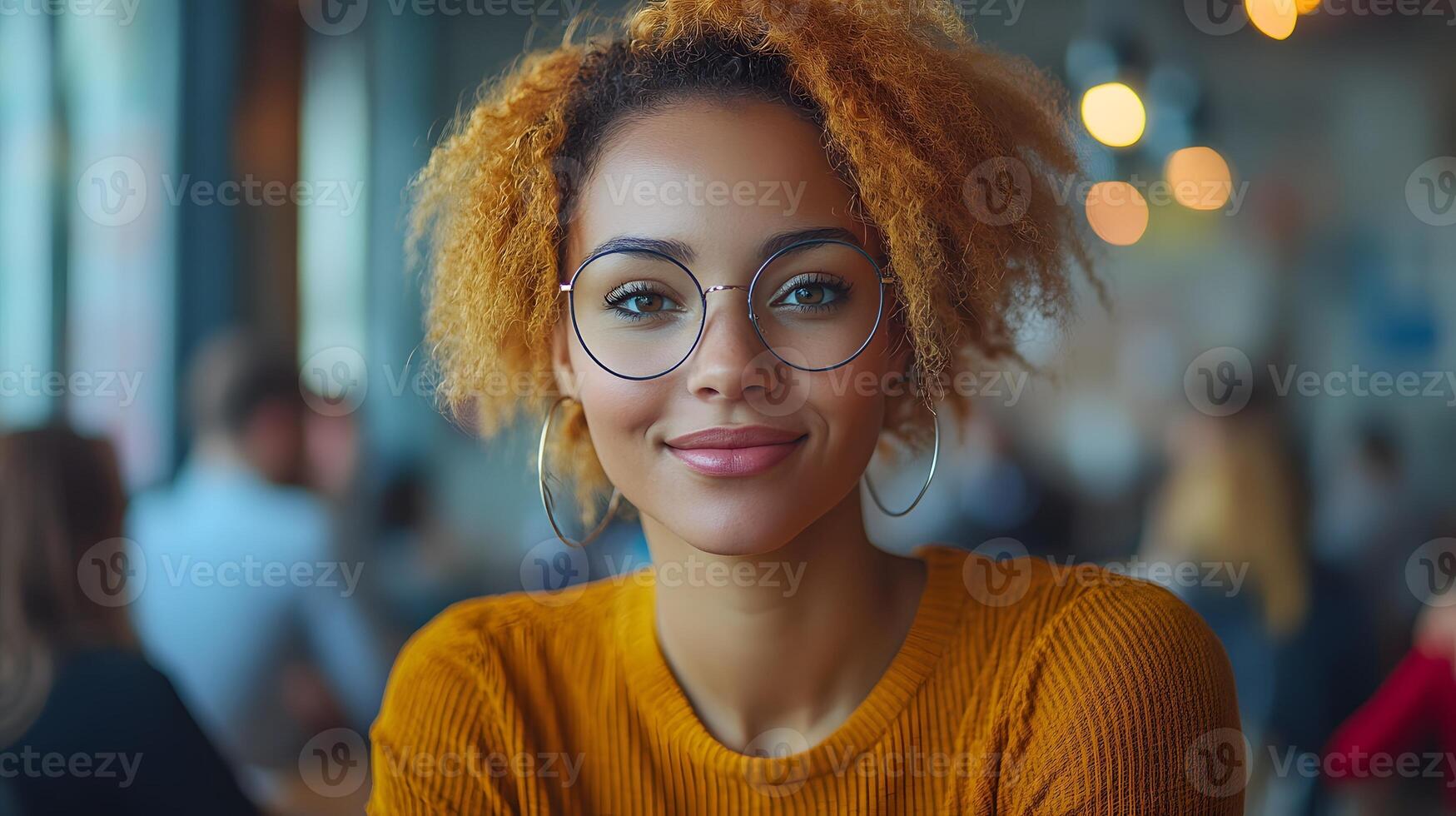 Confident female entrepreneur explaining marketing strategy to her colleagues during a team meeting in a bright, modern office photo