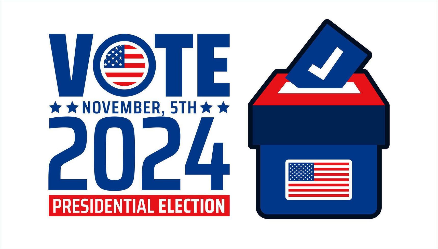 USA 2024 Presidential Election background with voting ballot box and paper. use to Election event banner, card, poster, background. USA Vote or Election 2024. Political election campaign banner. vector