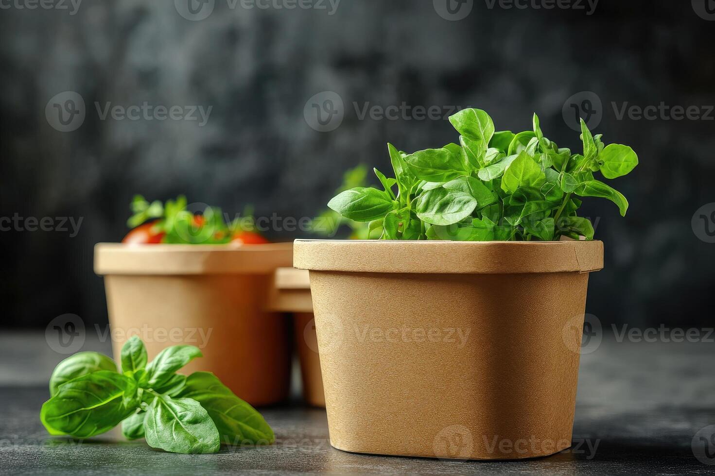 Eco-friendly containers with assorted spices and herbs. photo