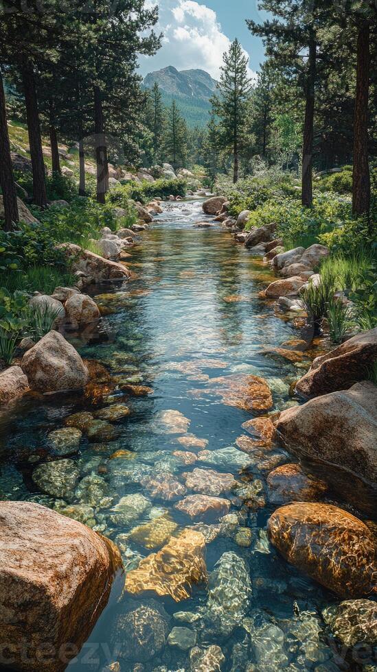 Hot spring water flowing through a luxurious spa in the mountains photo