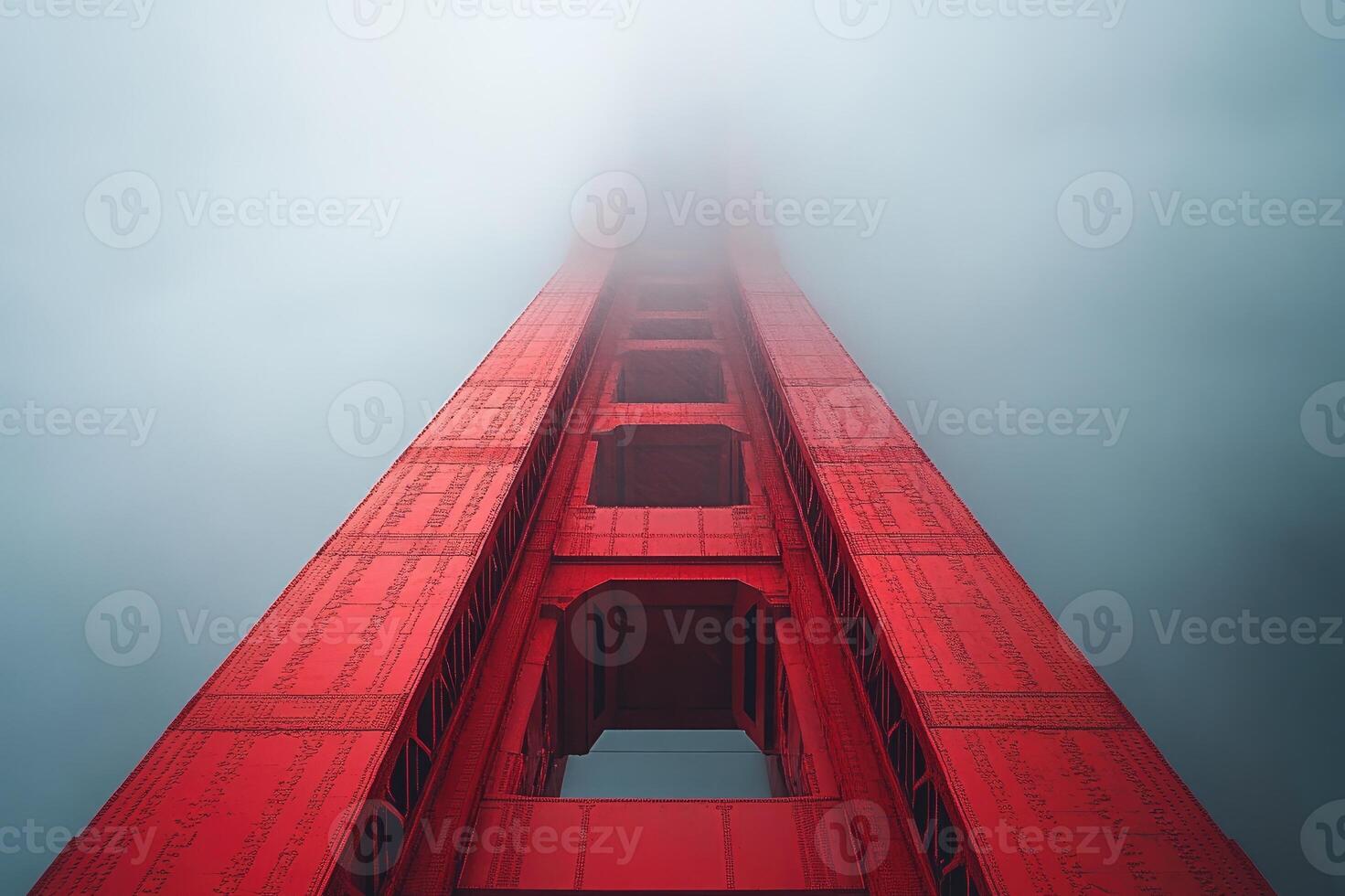 Golden gate bridge towering above foggy san francisco bay photo