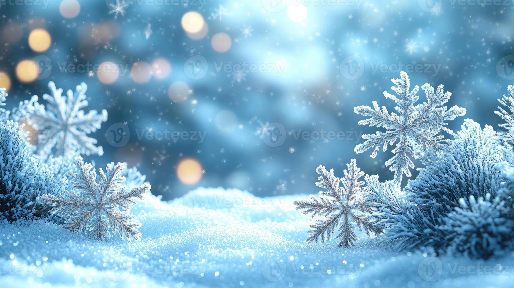 Christmas background featuring snowy pine branches and falling snow photo