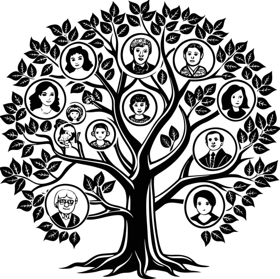Family tree with many people in it vector