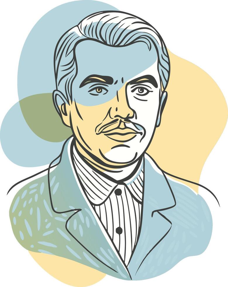 A drawing of a man with a mustache vector
