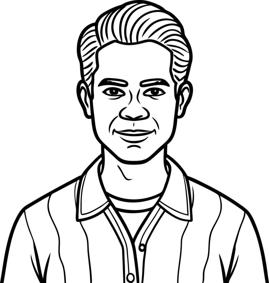 A man in a shirt and tie coloring page vector