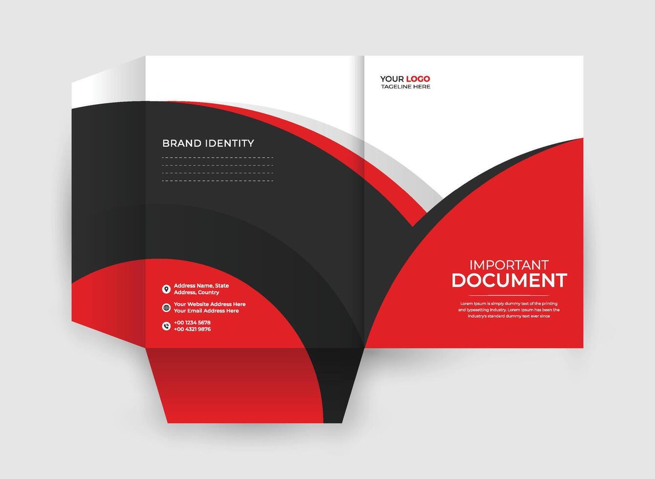A black and red brochure with a white background vector