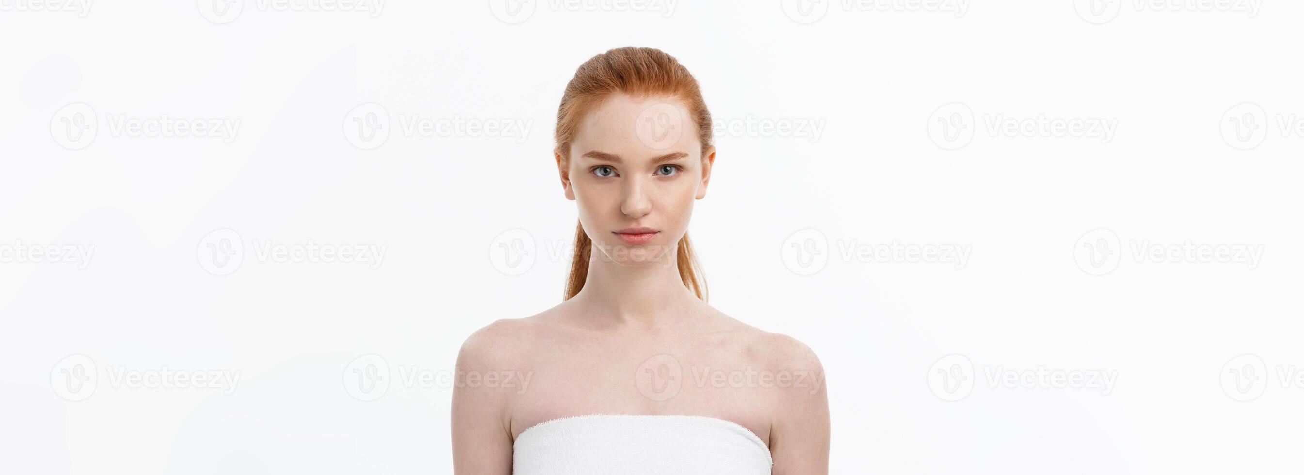 Beautiful woman female skin care healthy hair and skin close up face beauty portrait. photo