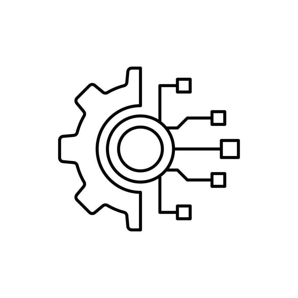 Digital Transformation line icon. linear style sign for mobile concept and web design. Digital technology outline icon. AI tech symbol, logo illustration. graphics vector