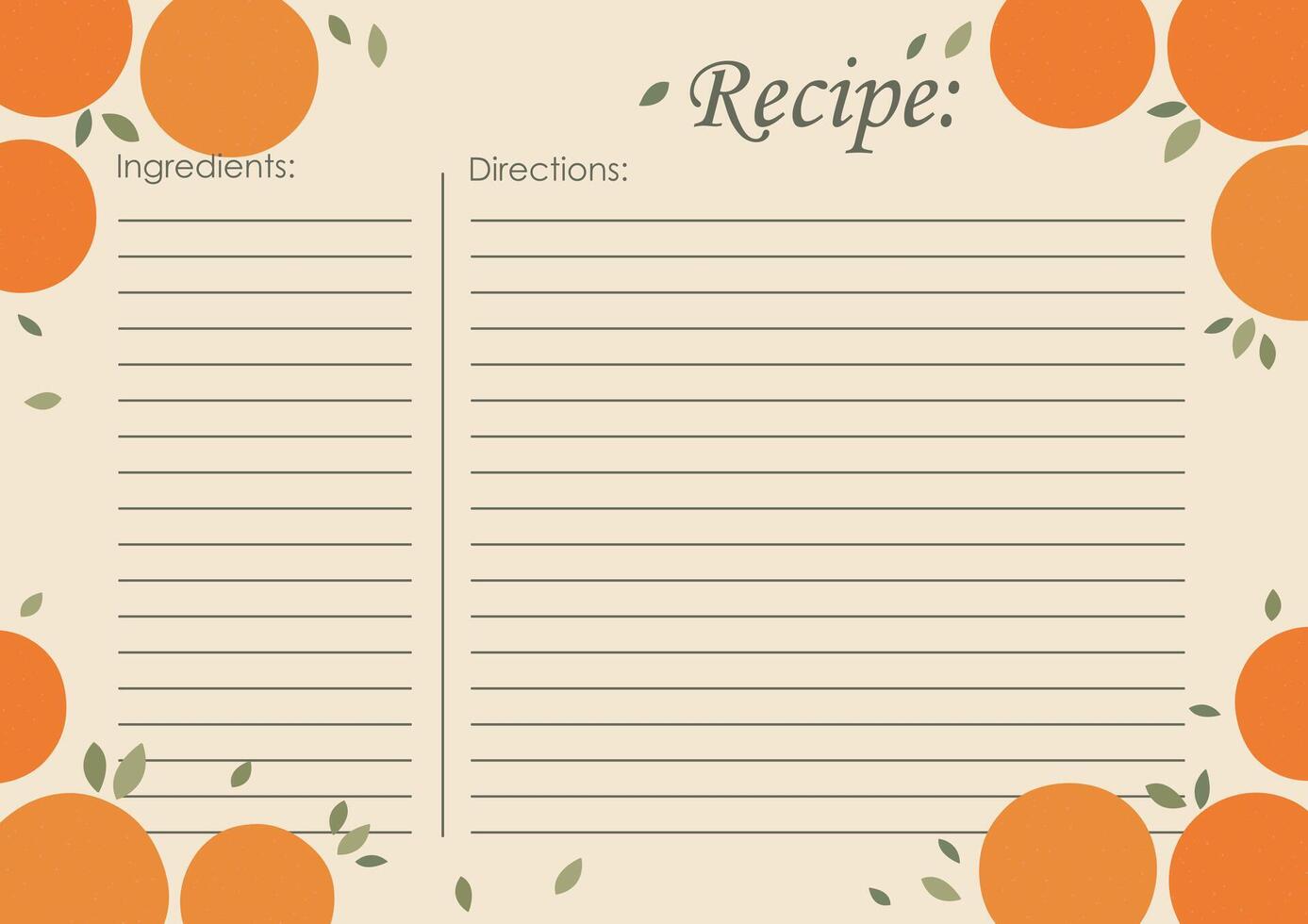 Recipe card template, juicy fruits blank. Cartoon recipe card template illustration vector