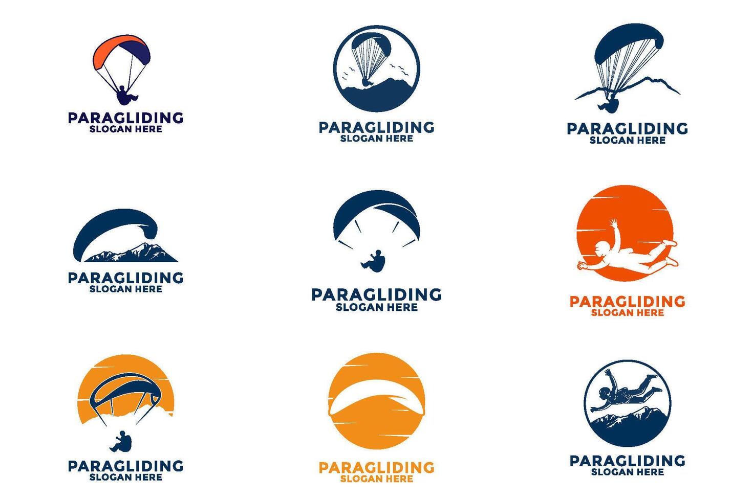 Set of paragliding logo icon illustration vector