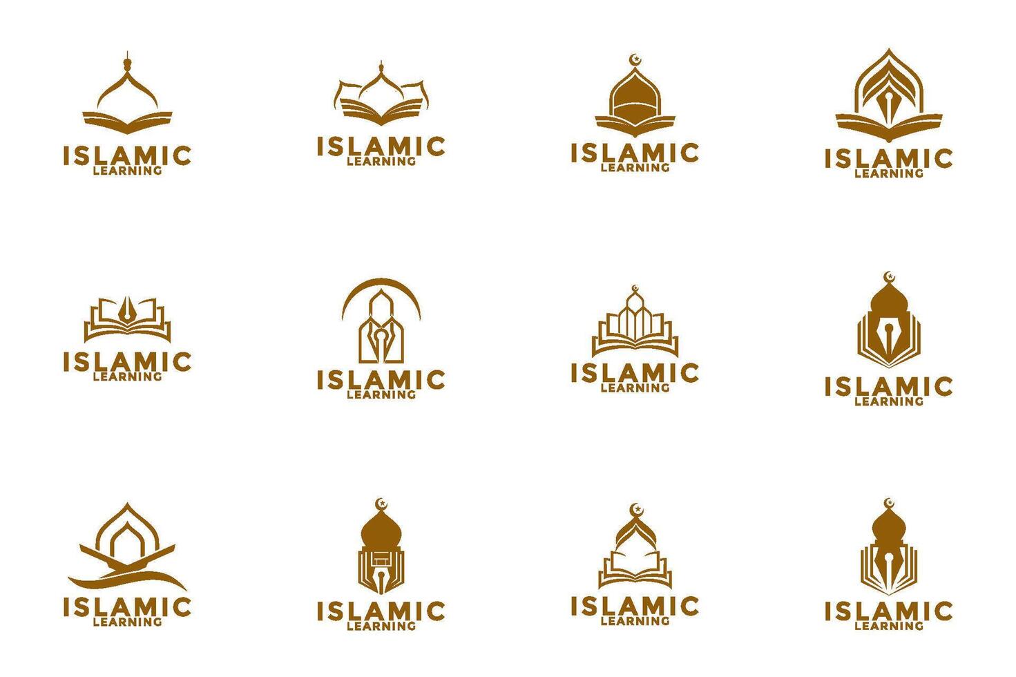 Set of Luxury Muslim Learn logo, Islam learning logo template, illustration collections vector