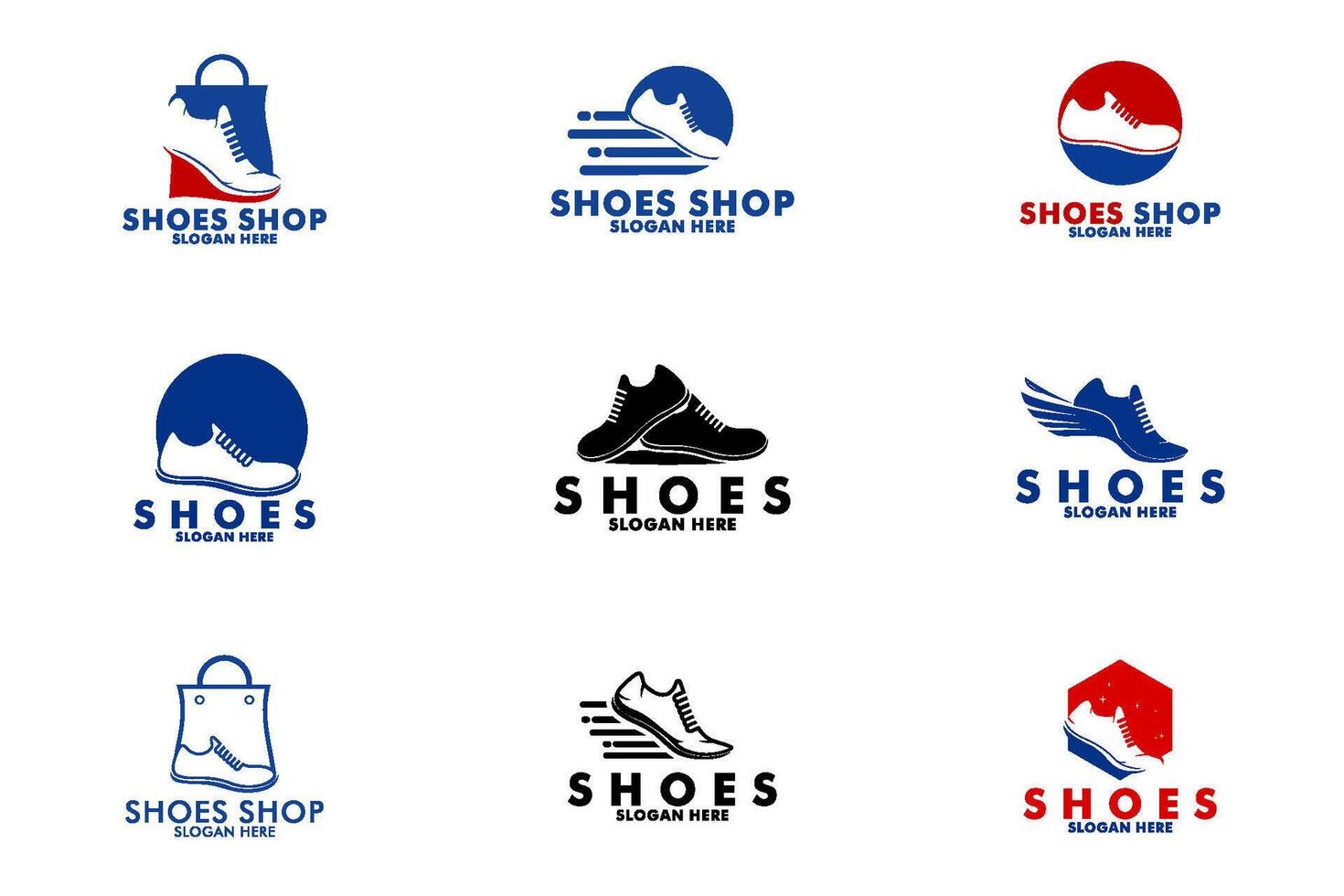 Shoes Shop logo set, shoes logo design vector