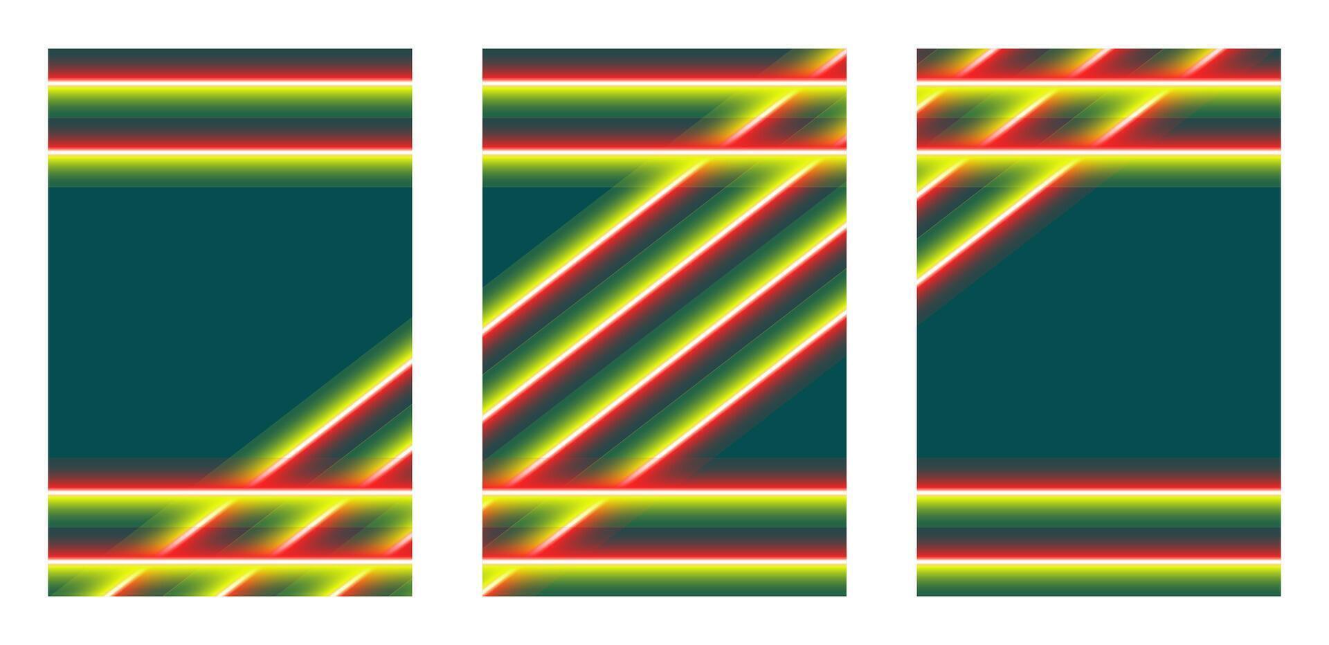 Set of Neon Stripes Line Pattern Backgrounds vector