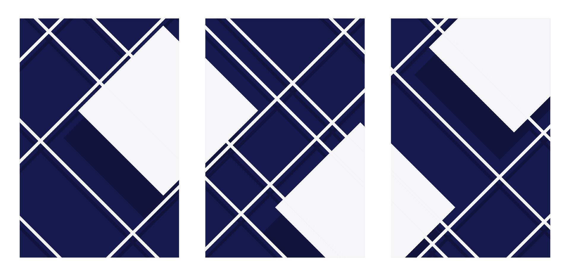 Set of Blank Cover Posters with Blue Geometric Flat Lines vector