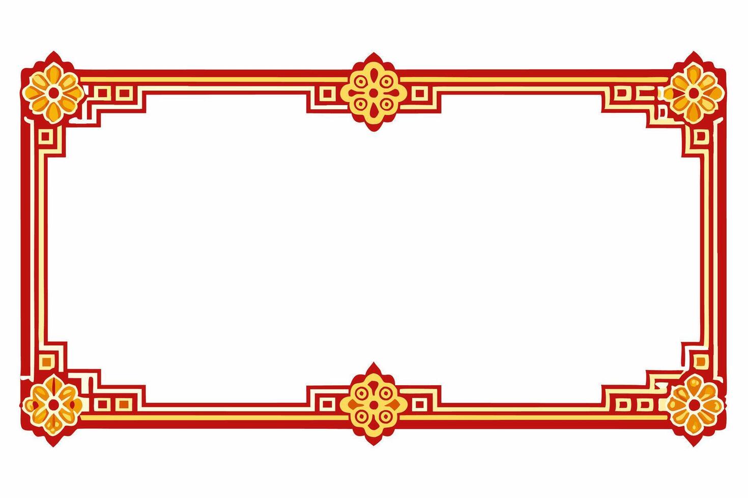 A red and gold frame with an oriental design vector