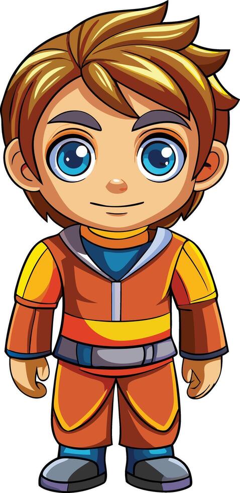 A cartoon boy in orange and blue clothes vector