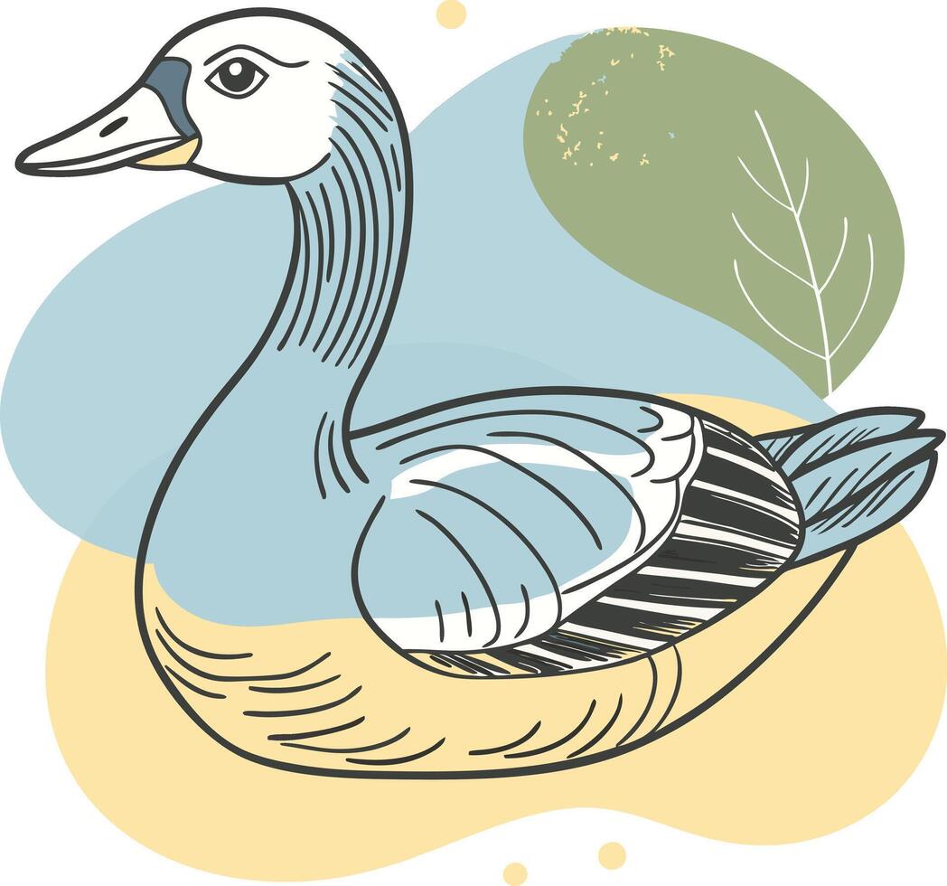 A duck with a blue beak and yellow feathers vector