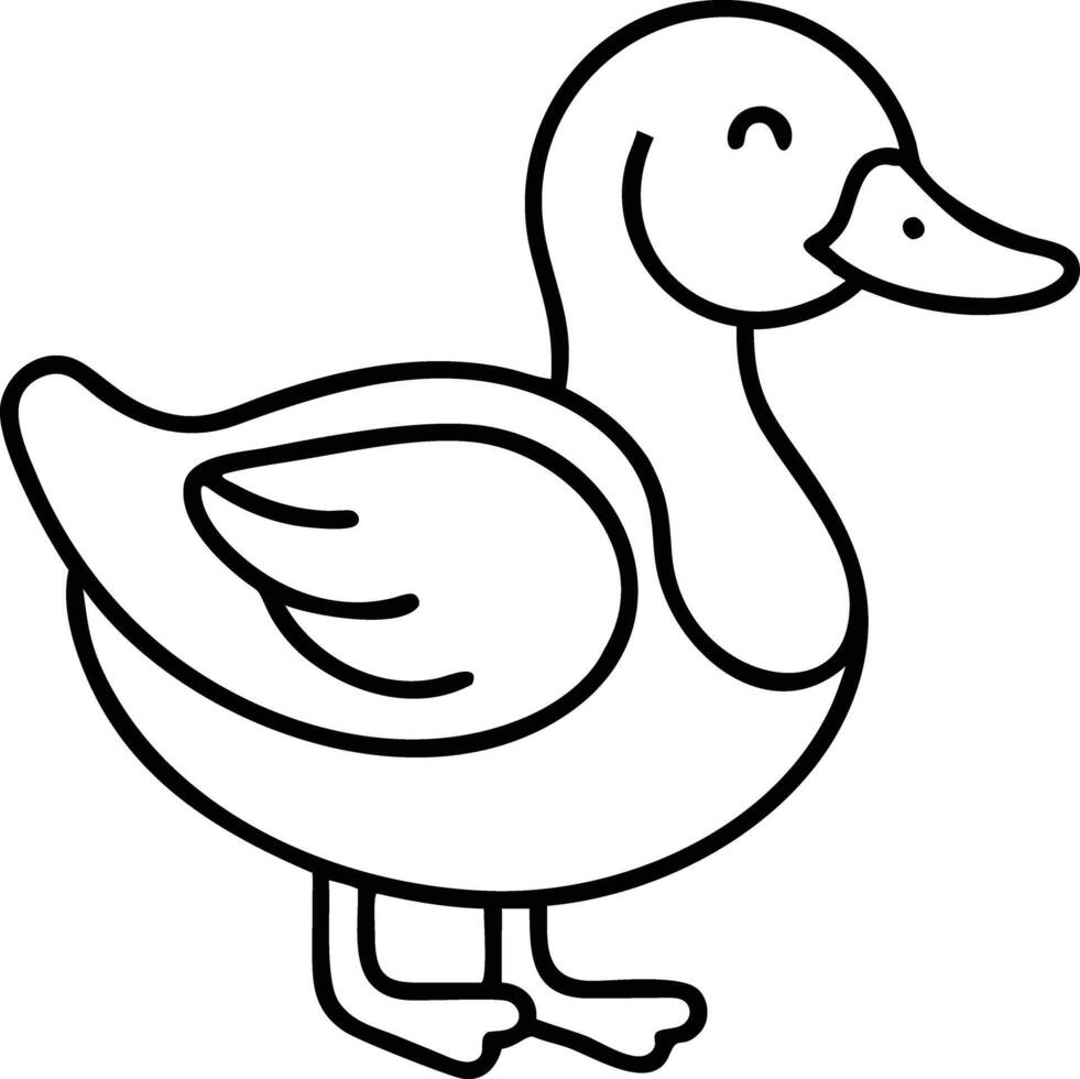 A duck is standing in a line drawing vector