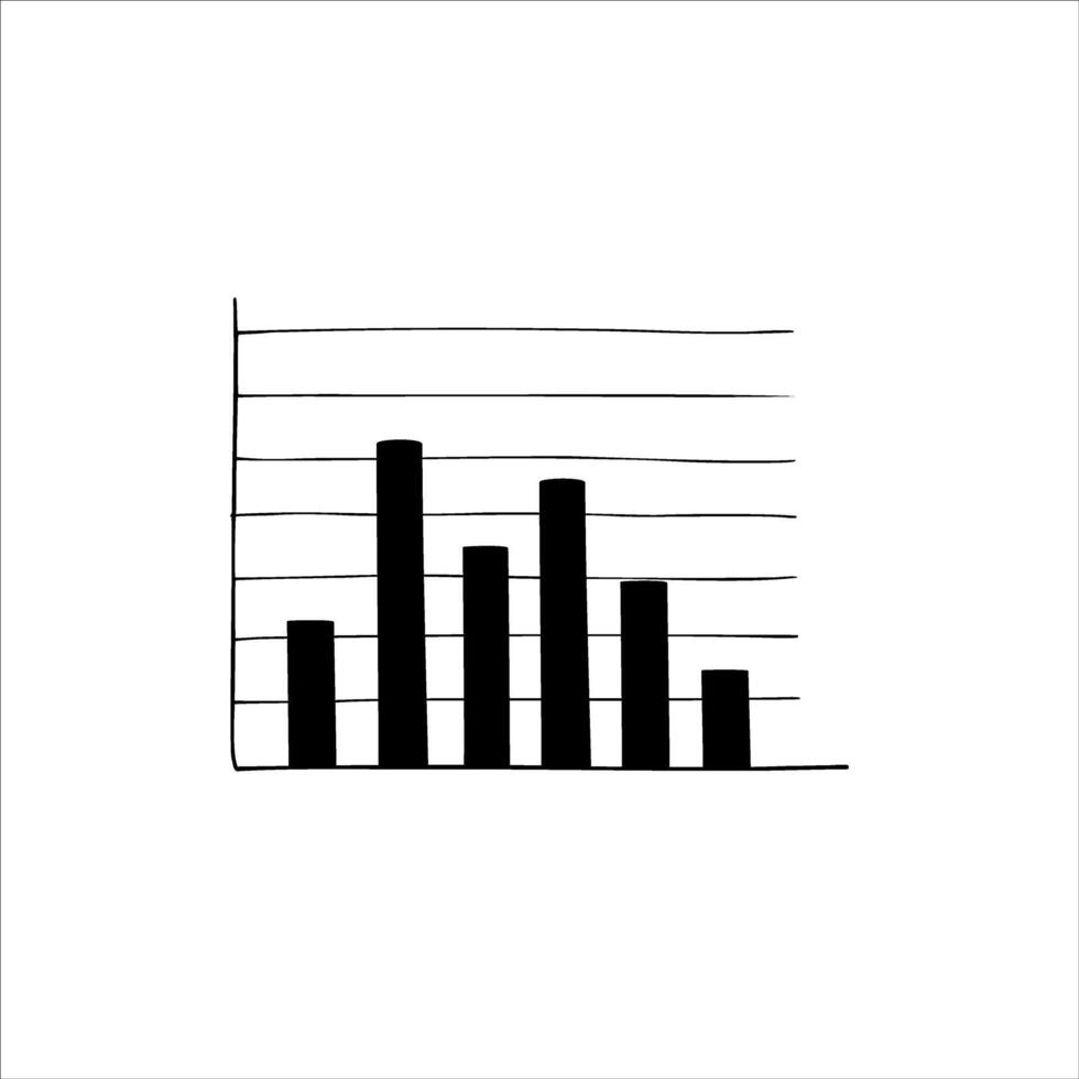 Business analytical trend infographic statistic editable bars histogram line art black ink sketch. Graphic charts design template with the ability to change color and shape. illustration vector