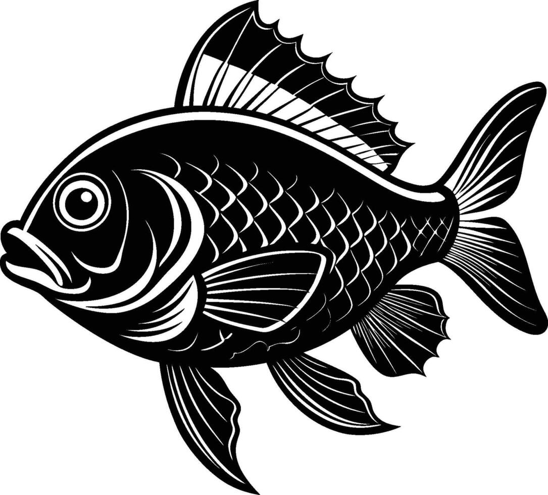 A black and white fish on a white background vector