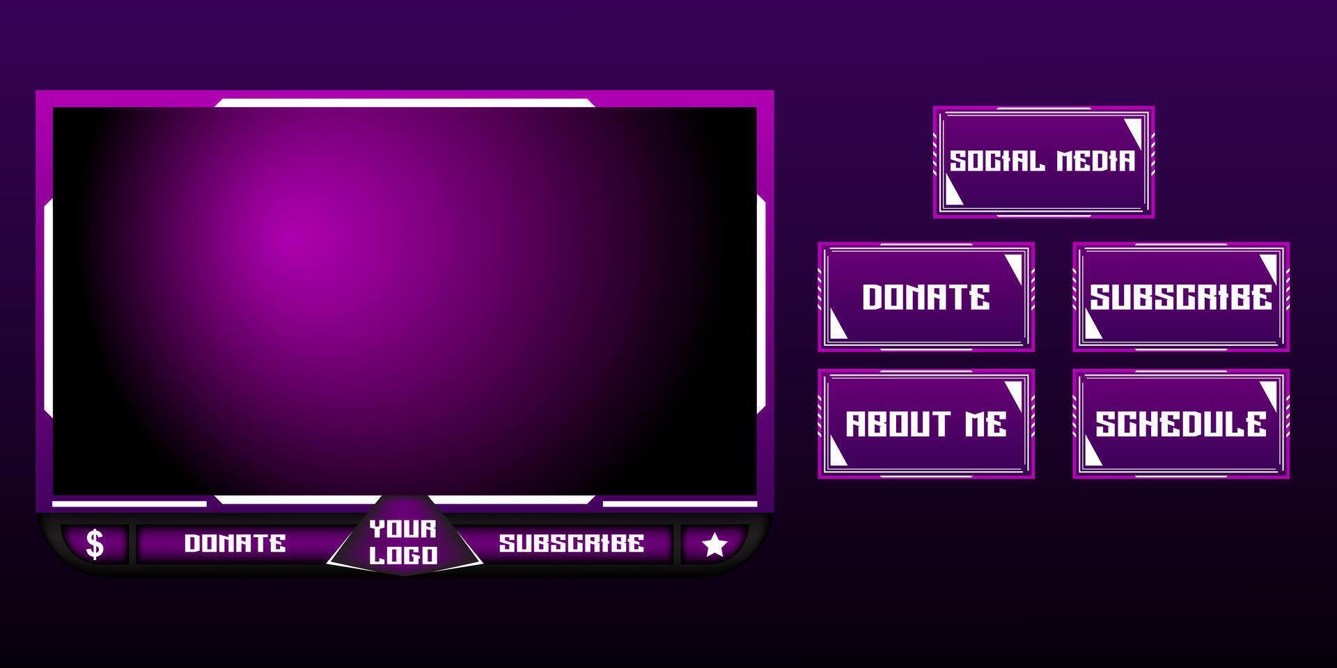 Live Streaming Overlay And Panels Set Template vector
