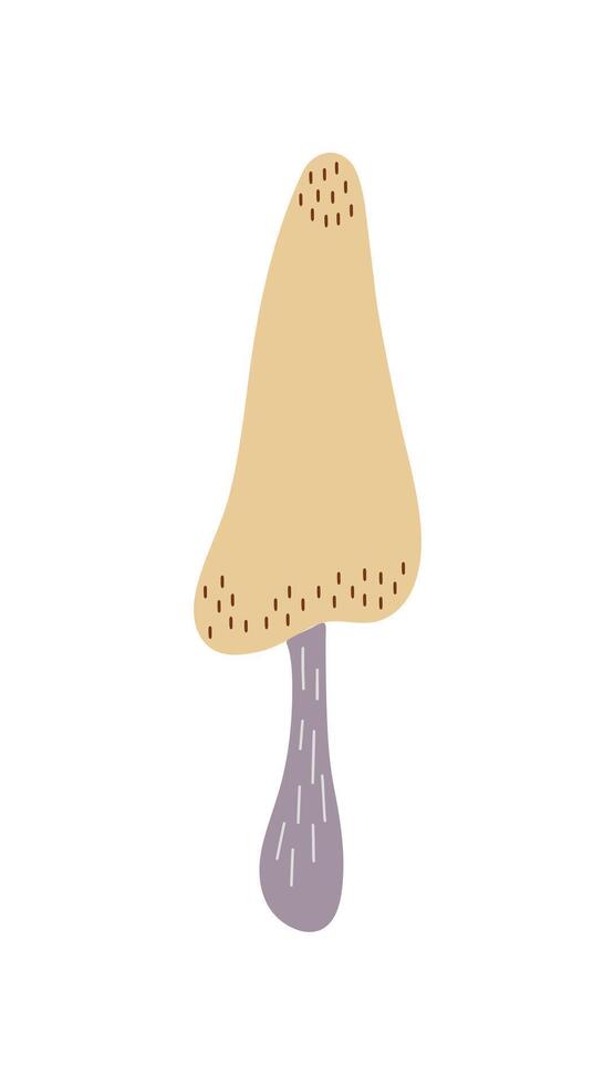 Mushroom, toadstool seasonal Halloween image of inedible fairy, magic fantasy mushroom clipart autumn holidays simple minimalist hand drawn cartoon drawing vector