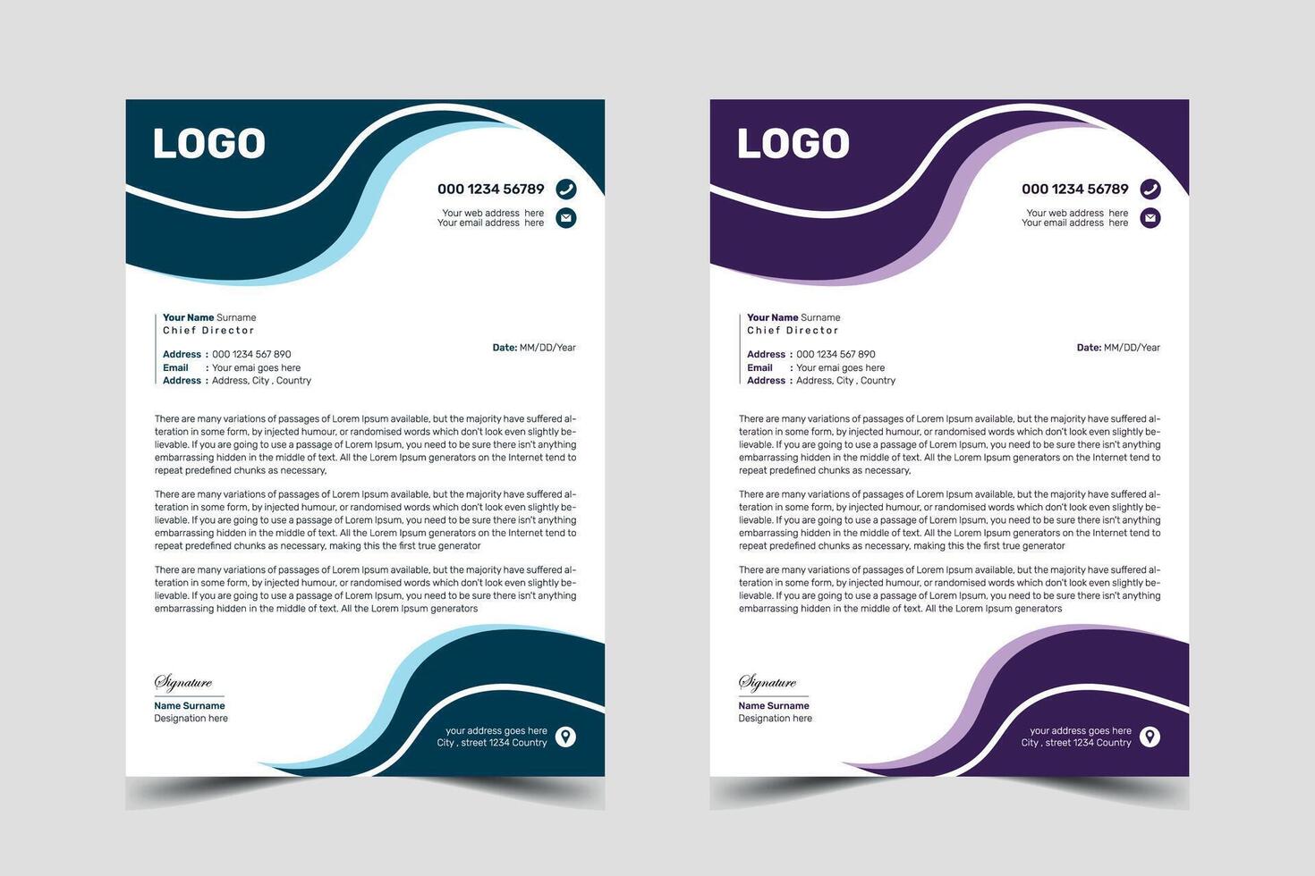 Unique colorful Creative Corporate eye-catching Letterhead design pro template layout vector