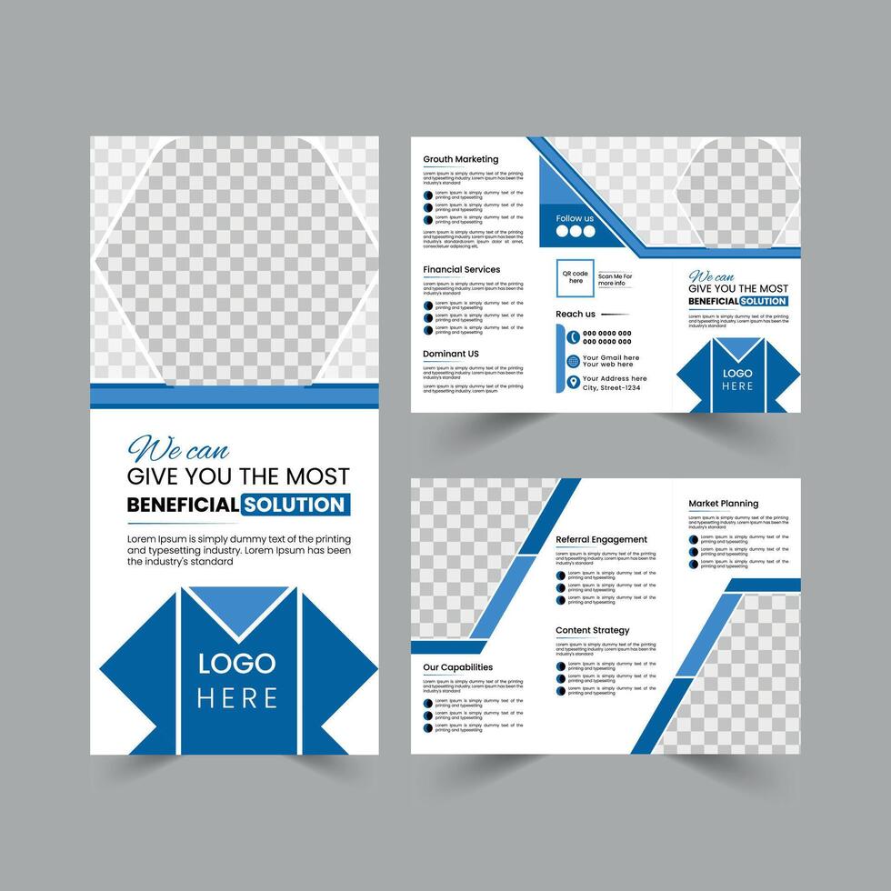 Corporate and business Clean and minimal modern trifold brochure design template vector