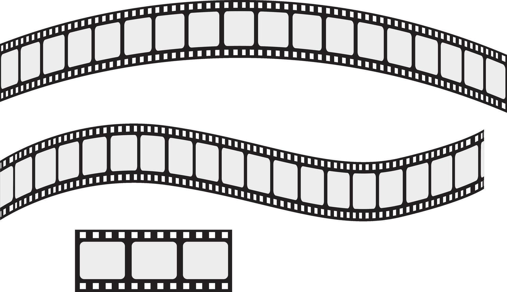 Film tape strips for movie, cinema reel. Filmstrip with frames, vector