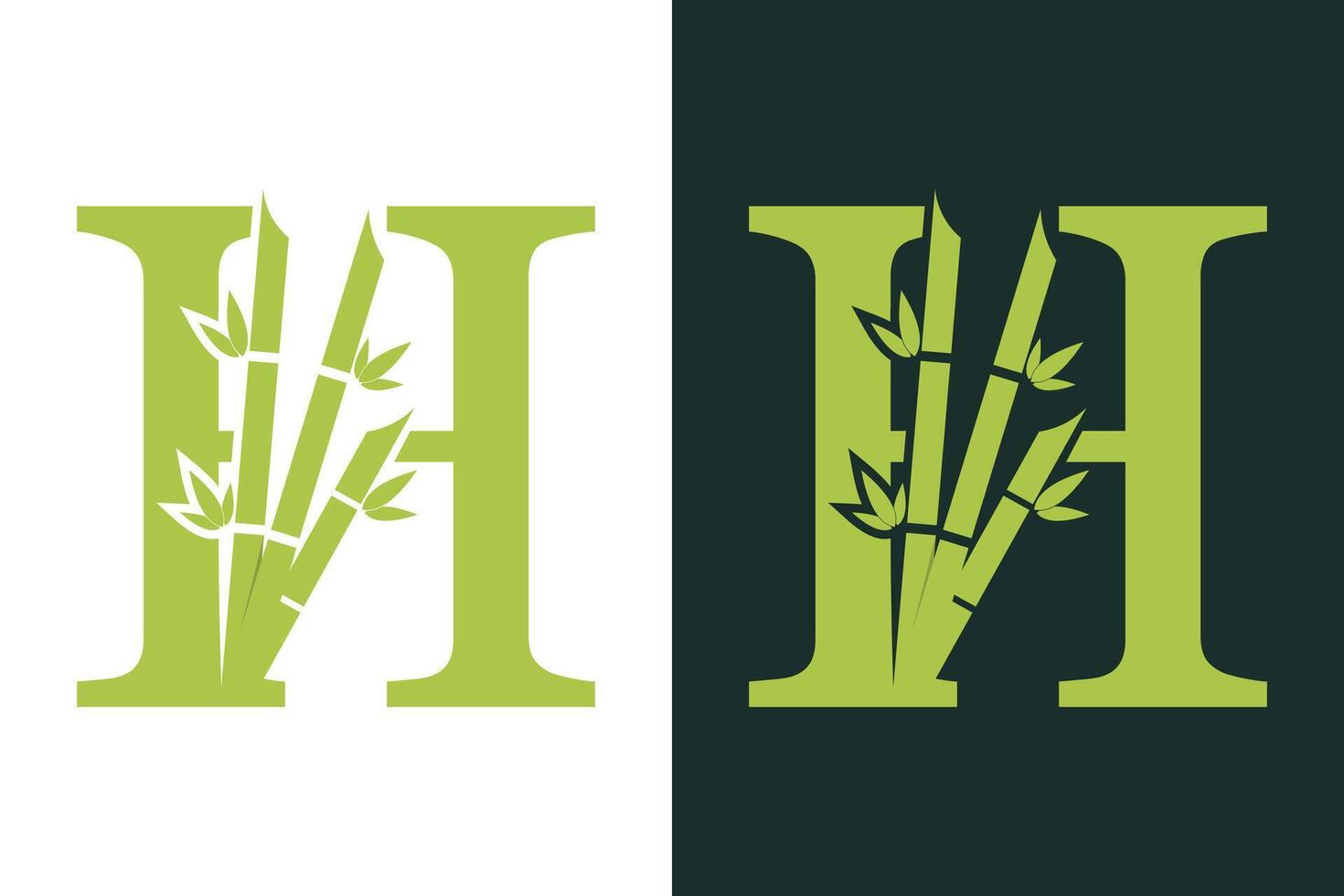 bamboo design with a creative concept of the letter h combination vector