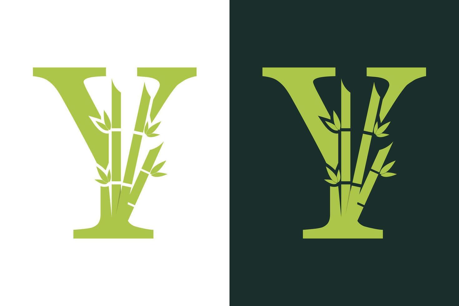 bamboo design with a creative concept of the letter y combination vector