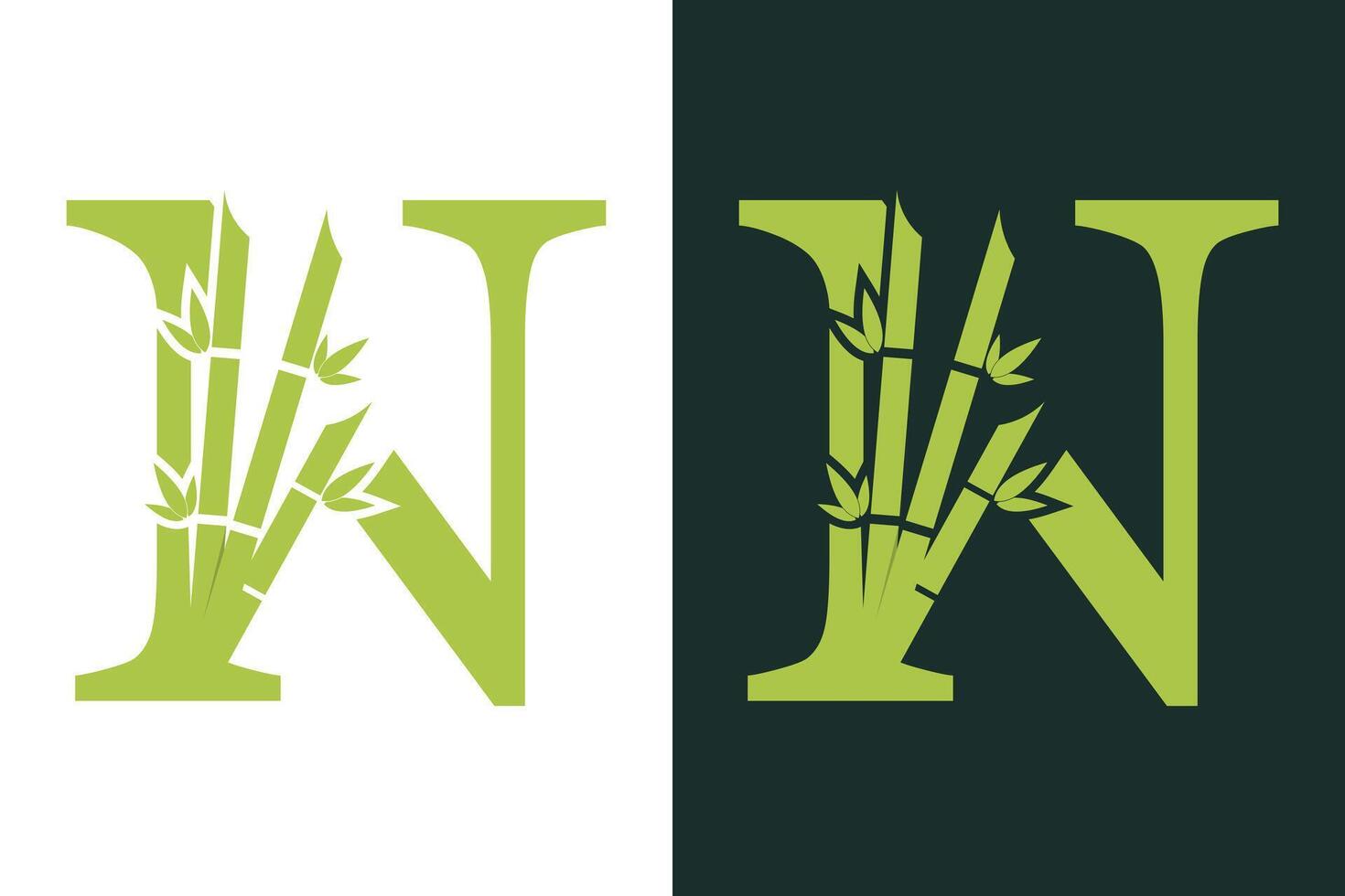 bamboo design with a creative concept of the letter n combination vector