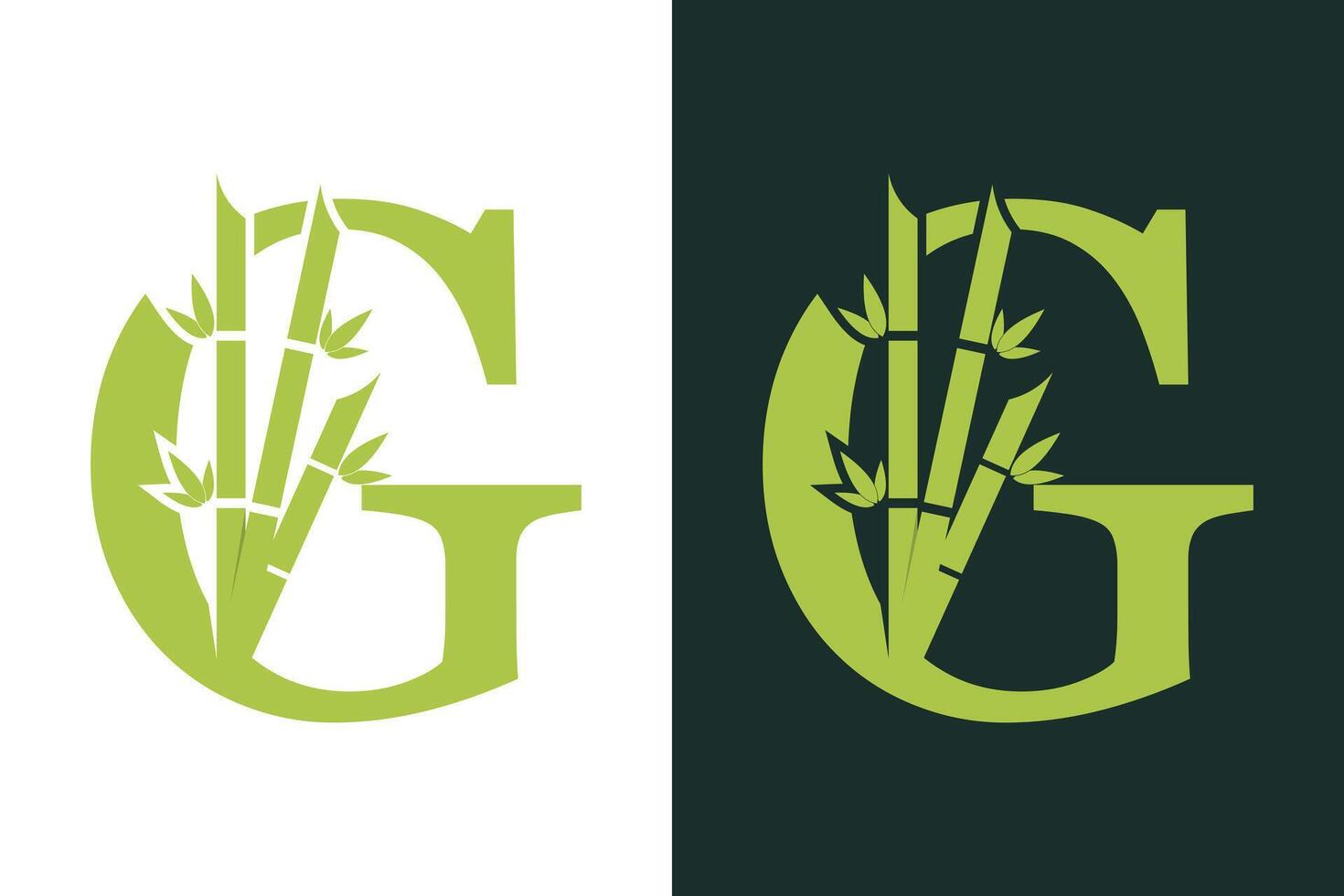 bamboo design with a creative concept of the letter g combination vector
