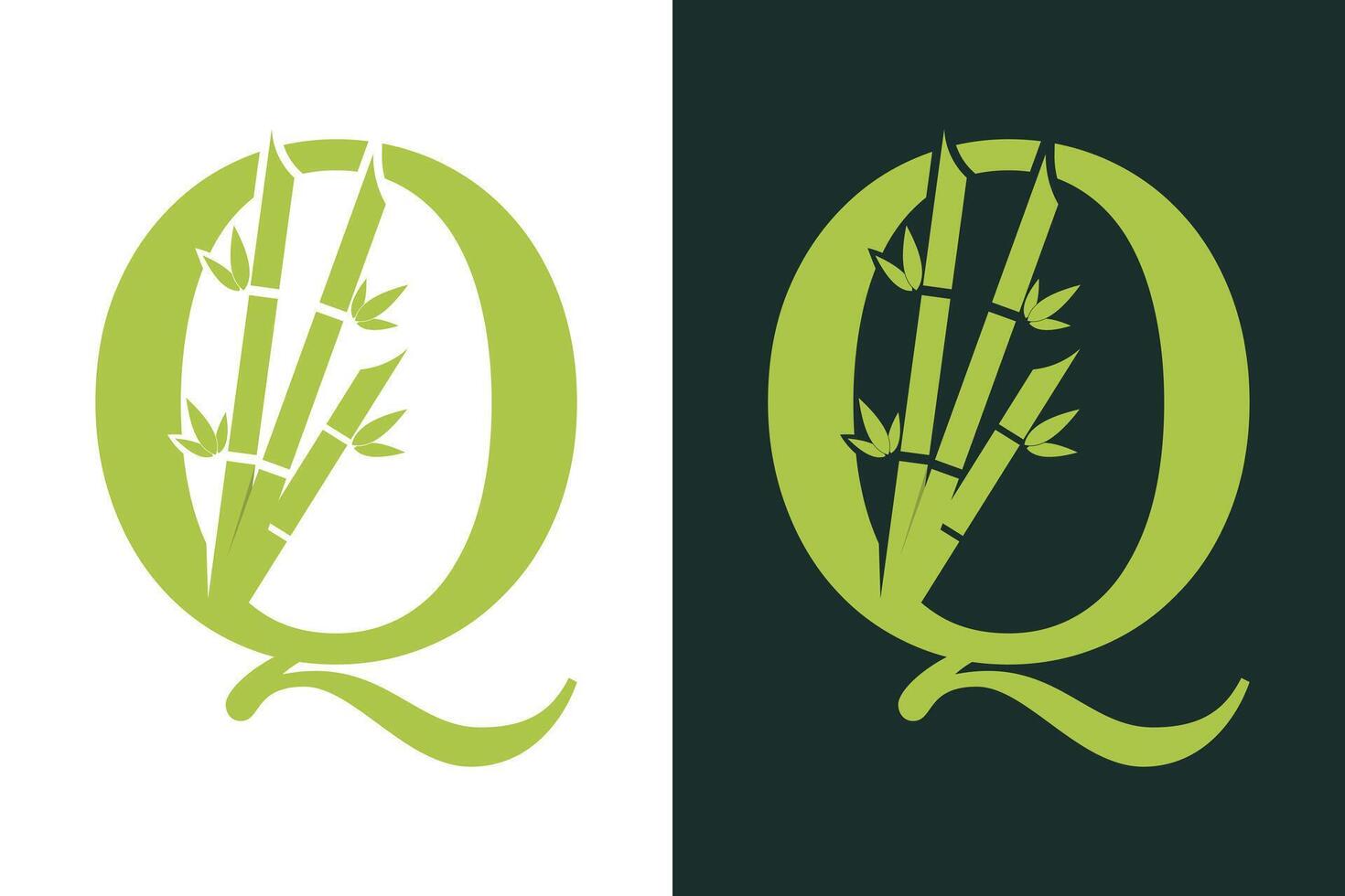 bamboo design with a creative concept of the letter q combination vector