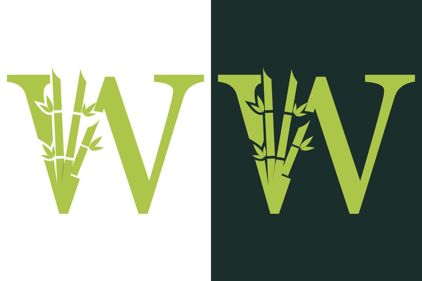 bamboo design with a creative concept of the letter w combination vector