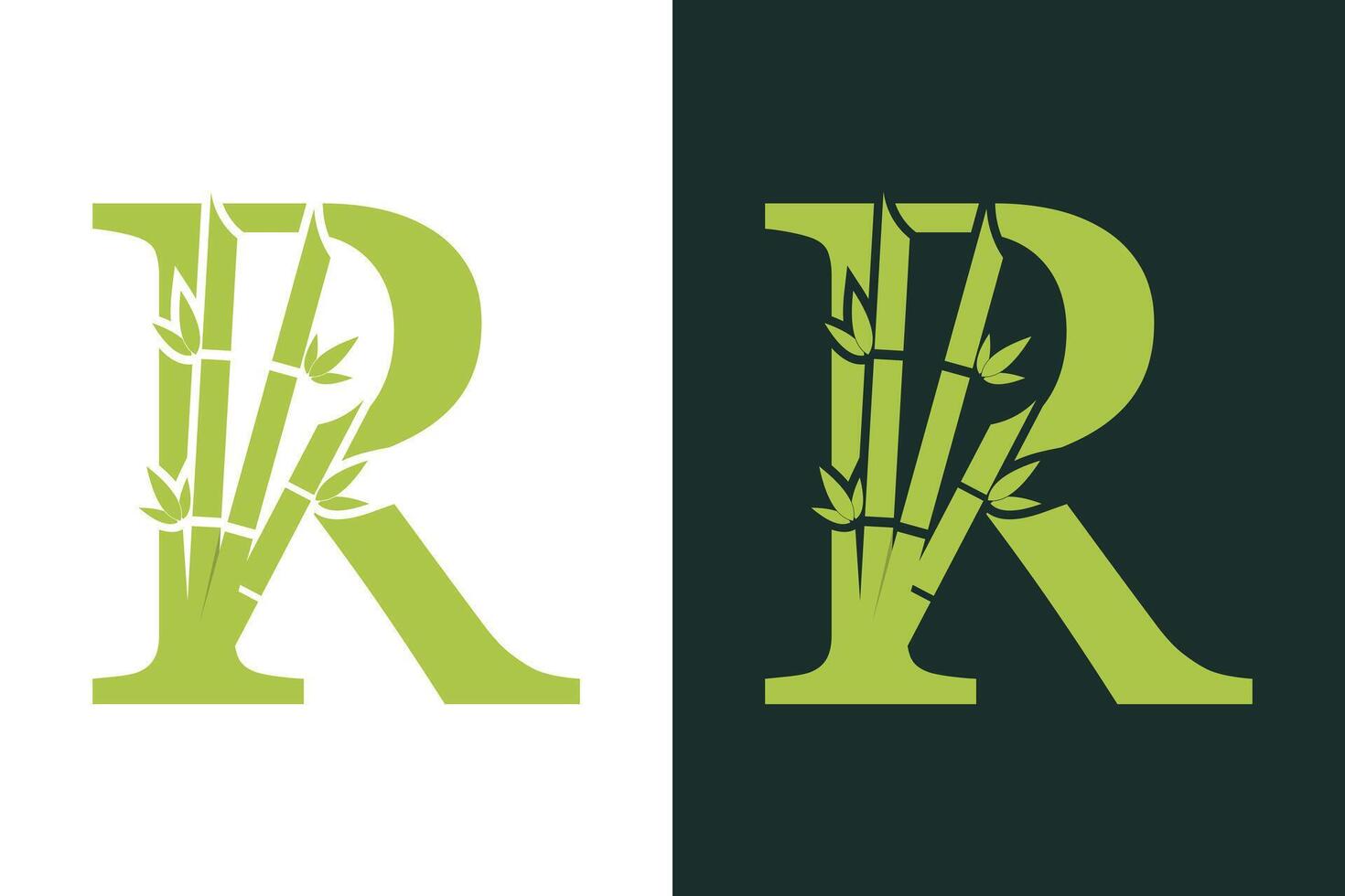 bamboo design with a creative concept of the letter r combination vector