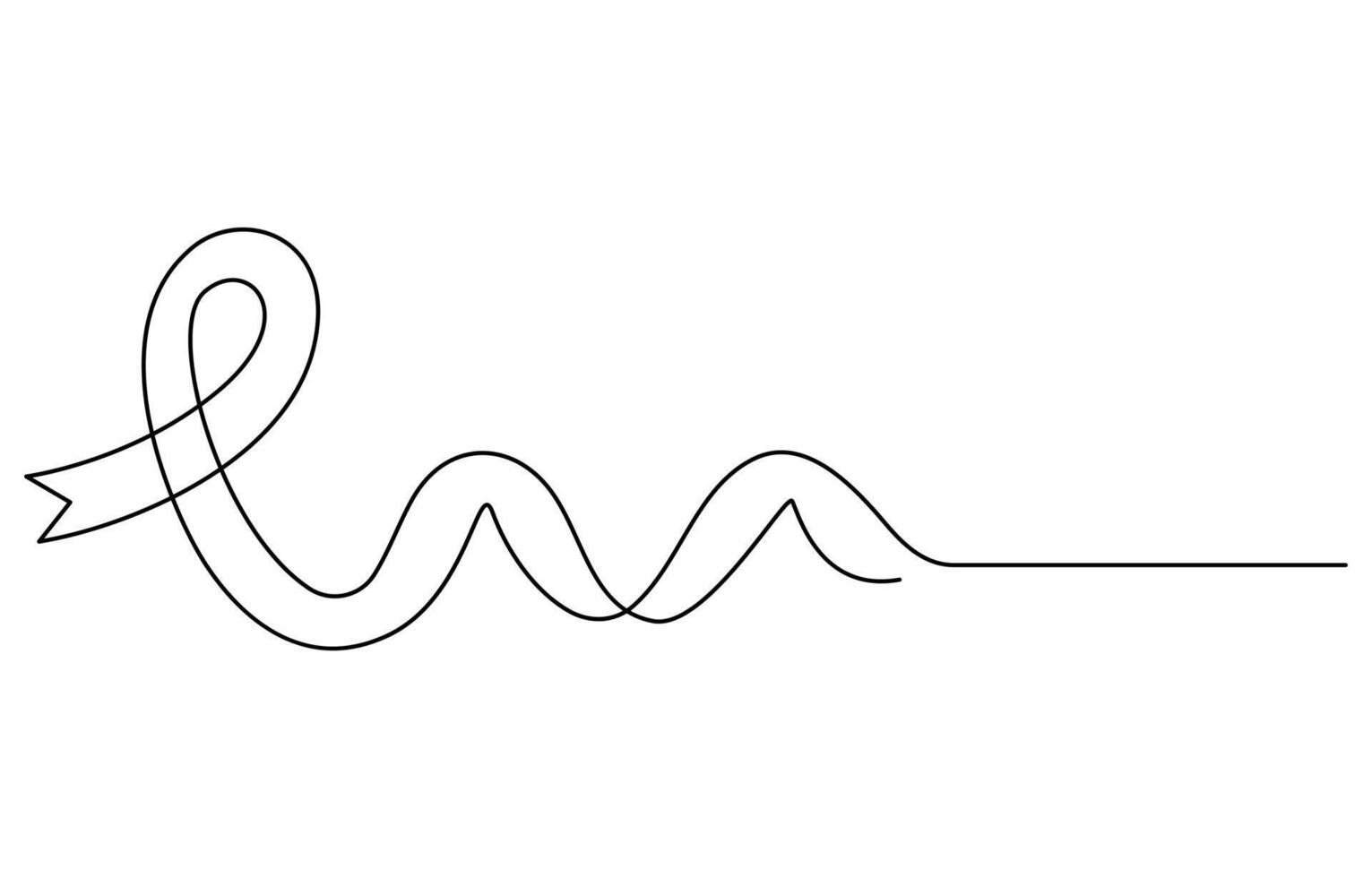 One line art of ribbon cancer as a border in continuous outline vector