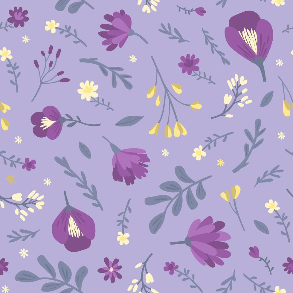 Flowers seamless pattern. Modern flat illustration. vector