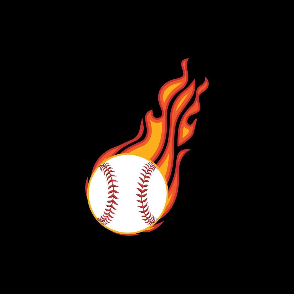 Baseball with Flames, Fireballs, baseball on fire vector