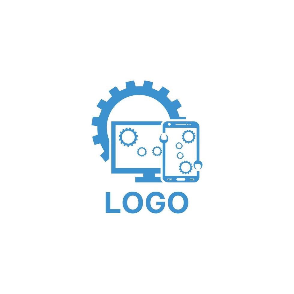 Computer, mobile, laptop repair servicing logo vector