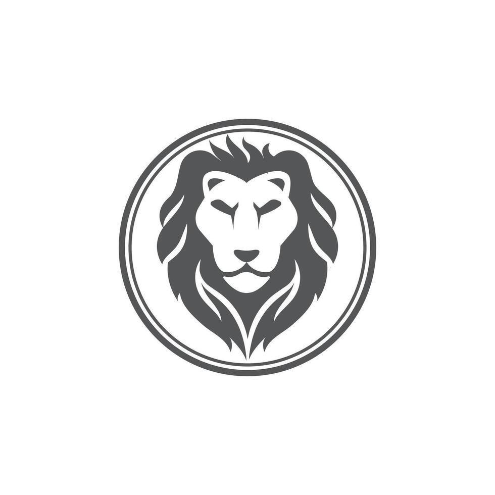 Negative Space Lion head or face circle logo design, lion logo, lion head logo, lion vector