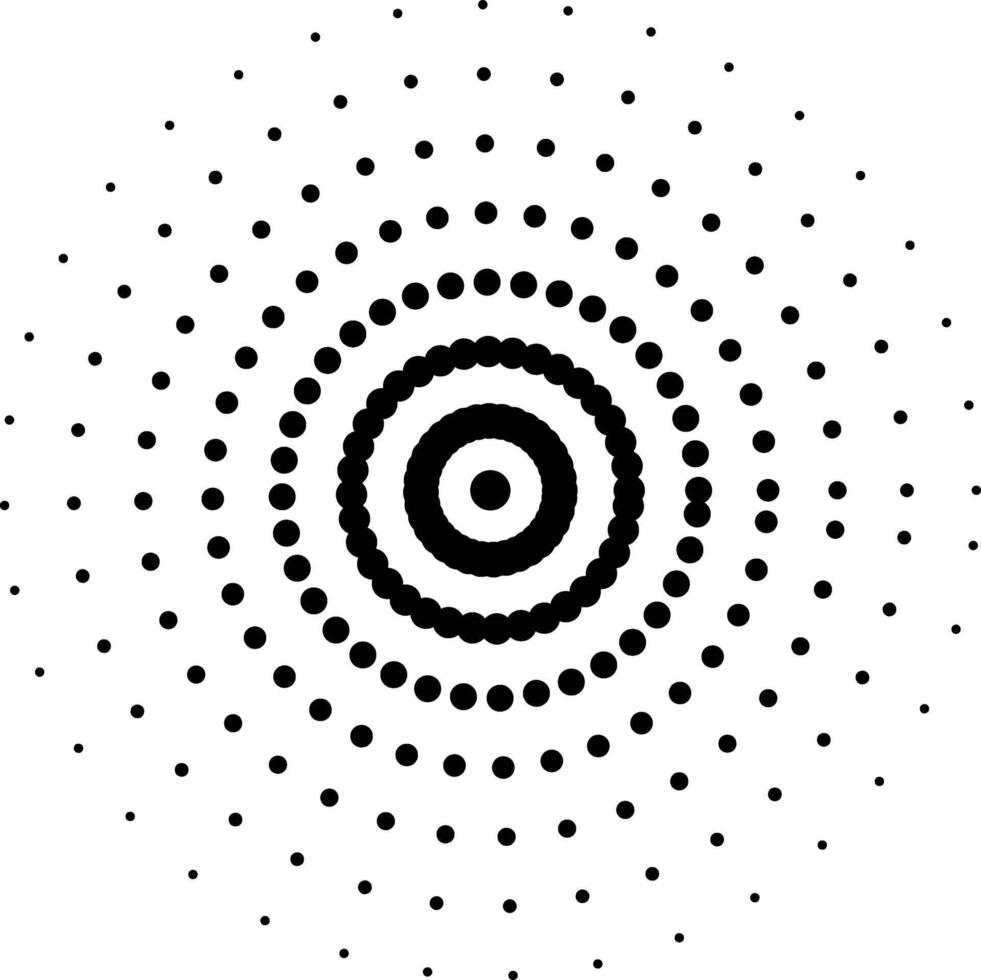 A black and white circle with dots on it vector