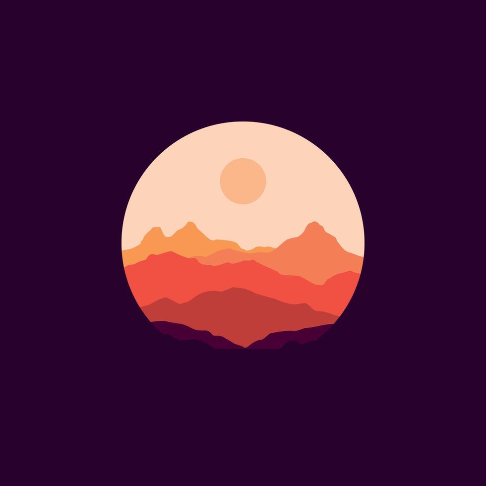 Nature landscape illustration in circle design. vector