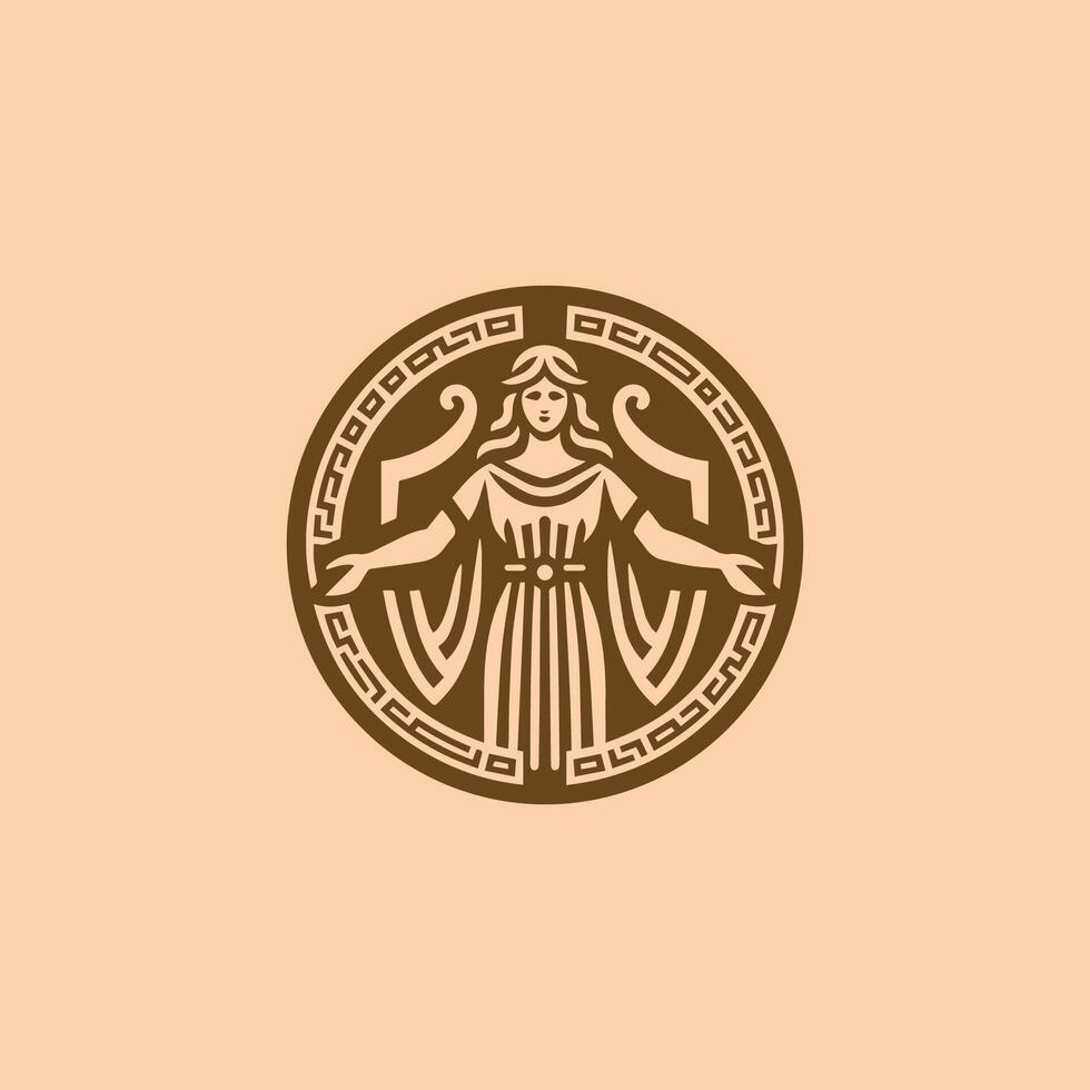 Ancient greek goddess logo vector