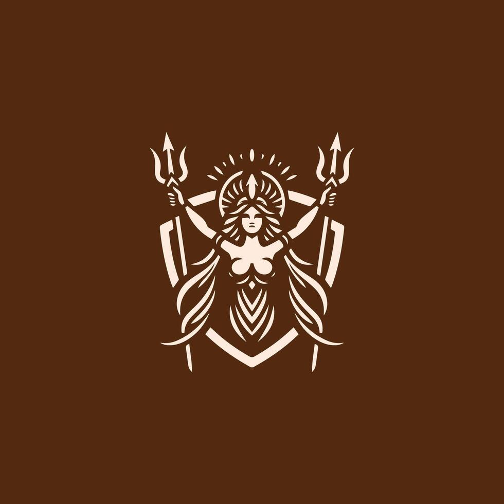 War goddess logo vector