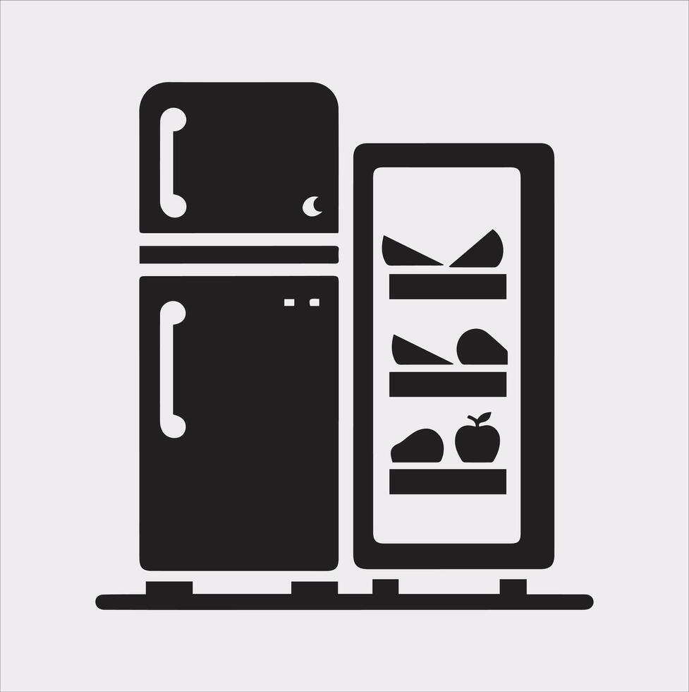 Functional Freezer Refrigerator Silhouette for Diverse Uses vector