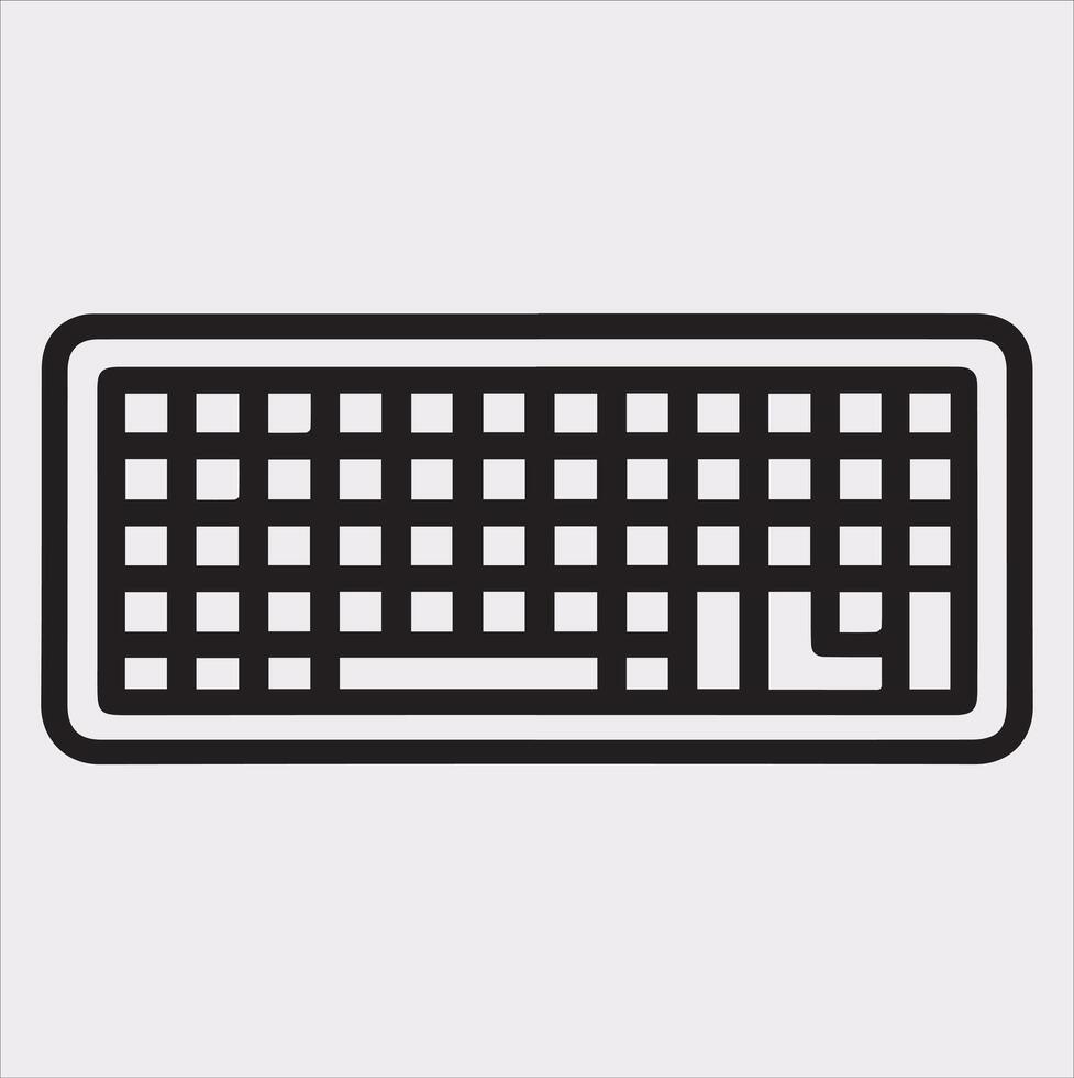 Professional Keyboard Silhouette Illustration on White vector