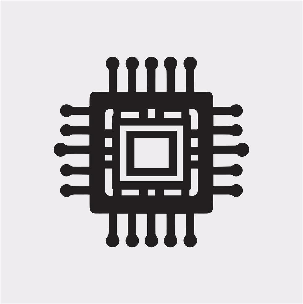High-Quality Microchip Silhouette for Tech Designs vector
